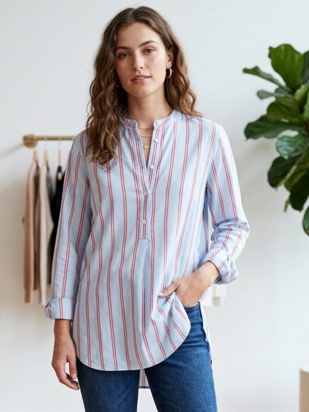 Madewell Wellspring Tunic Popover Shirt in Atwater Stripe